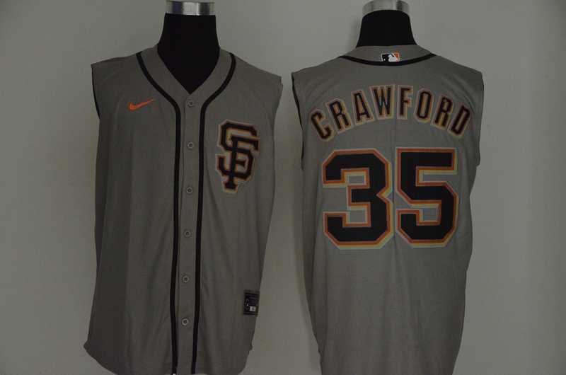 Giants 35 Brandon Crawford Gray Nike Cool Base Sleeveless Jersey,We sell and wholesale Giants 35 Brandon Crawford Gray Nike Cool Base Sleeveless Jersey on line form chian!